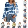 Women's Fashion Casual Long Sleeve Printed V-Neck Trumpet Sleeve Pullover Top