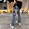 Мужские модные корейские узкие джинсы с нашивками и вышивкой