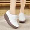 Women Platform Loafers Black Casual Elegant Leather White Shoes Thick Sole Height Increase Shake Shoes