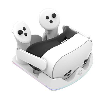Зарядная док-станция для Meta Quest 3S VR Зарядная станция с RGB-подсветкой Зарядная подставка Подставка для дисплея гарнитуры и крепление для контроллеров