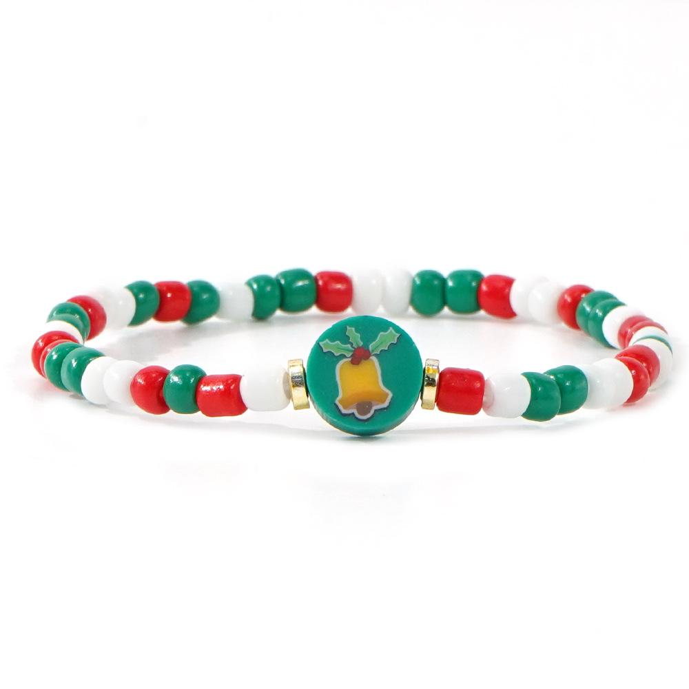 European & American Style Polymer Clay Bead Bracelet: Santa, Snowflake, Christmas Tree Elastic Design