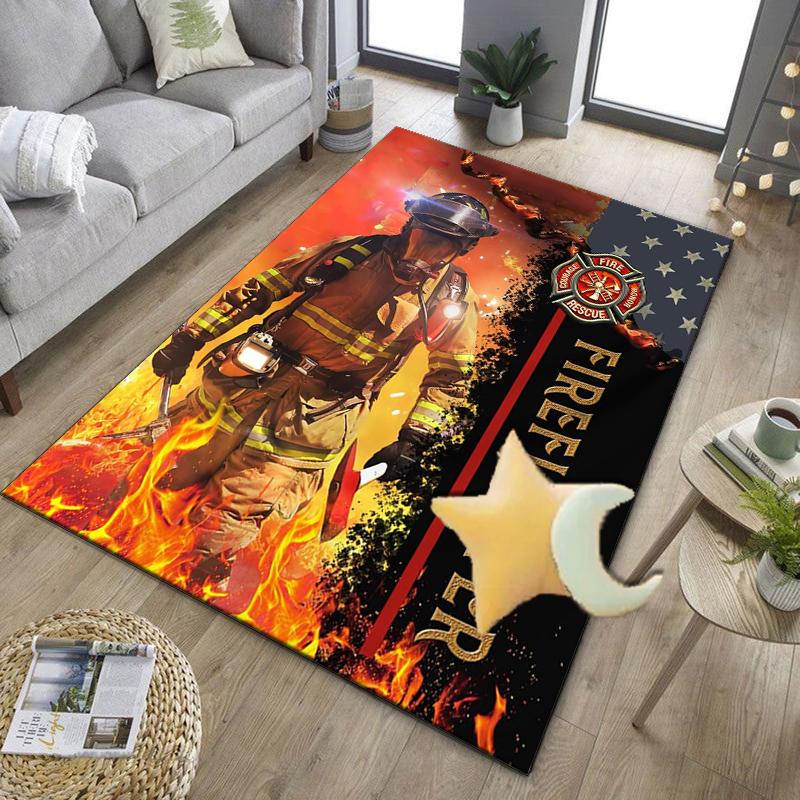 Firefighter In Action Office Rug Chair Mat, Entryway Carpet, Suitable for Front Door, Bedroom, Living Room, Desk, Holiday Gift