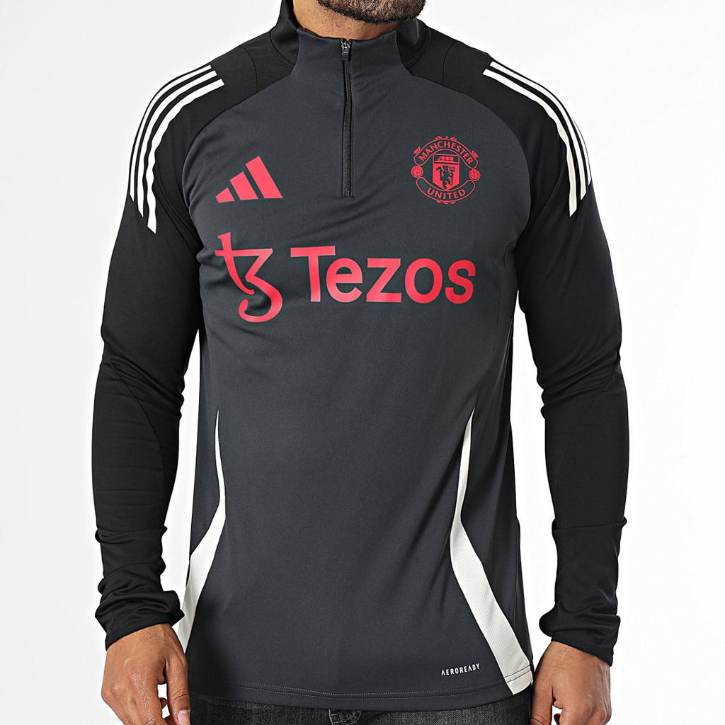 Adidas Футболка Manchester United Slim Fit Versatile с длинным рукавом для мужчин, цвет черный серый IS8082