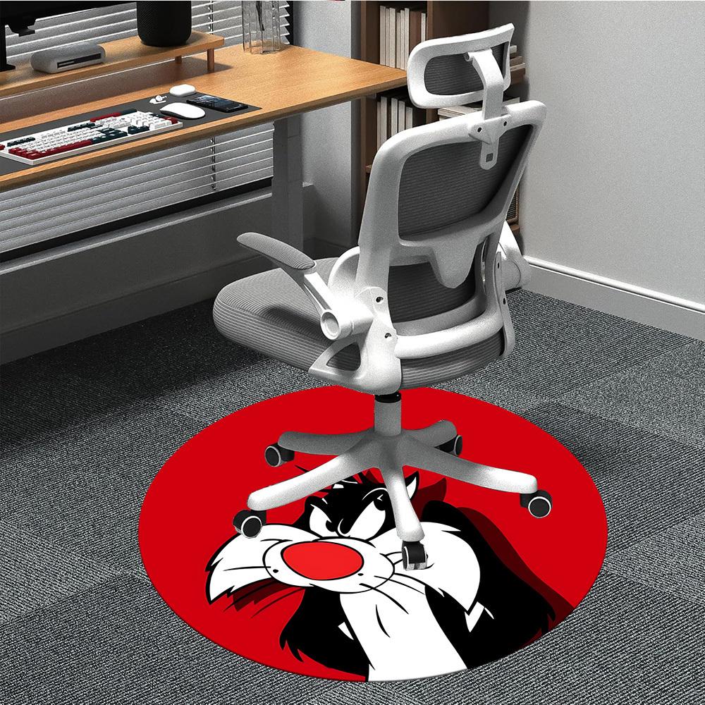 1 шт. Коврик Looney Tunes Кот Сильвестр, Круглый ковер для офиса, Под офисные стулья, Спальня, Гостиная, Домашний декор a1022322