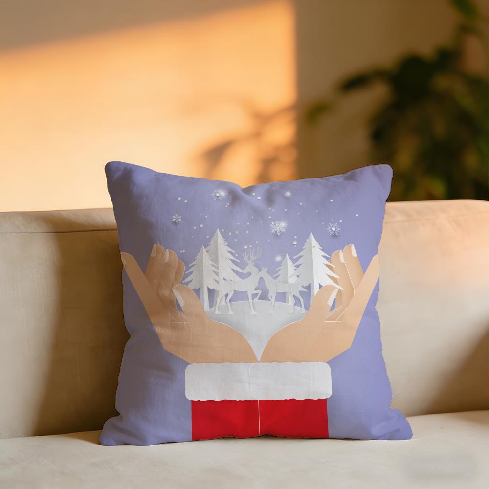Cute Christmas Cushion Cover Cozy Velvet Throw PillowSoft Warm Cushion For Sofa Bed