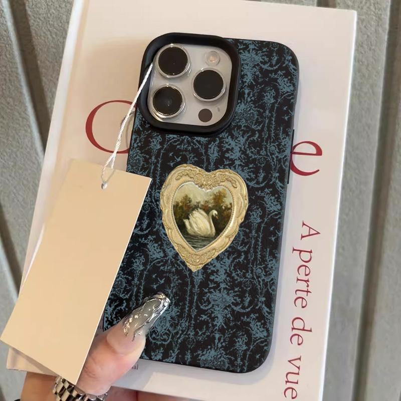 Синий ретро-чехол для телефона с цветочным узором и птицами для iPhone 17 16 Pro Max 15 14 Plus 13 12 11 Pro Max 16E 17 Air X XR XS Max Мягкий чехол