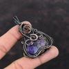 Пурпуритовый кулон Медная проволока Обернутый кулон Стильный кулон Пурпуритовые украшения Ручная работа Подвеска из драгоценных камней Изящные медные ювелирные изделия Подарок для мамы