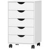 5-Drawer Office Chest with Swivel Casters and Brakes. 40x40x67cm. White
