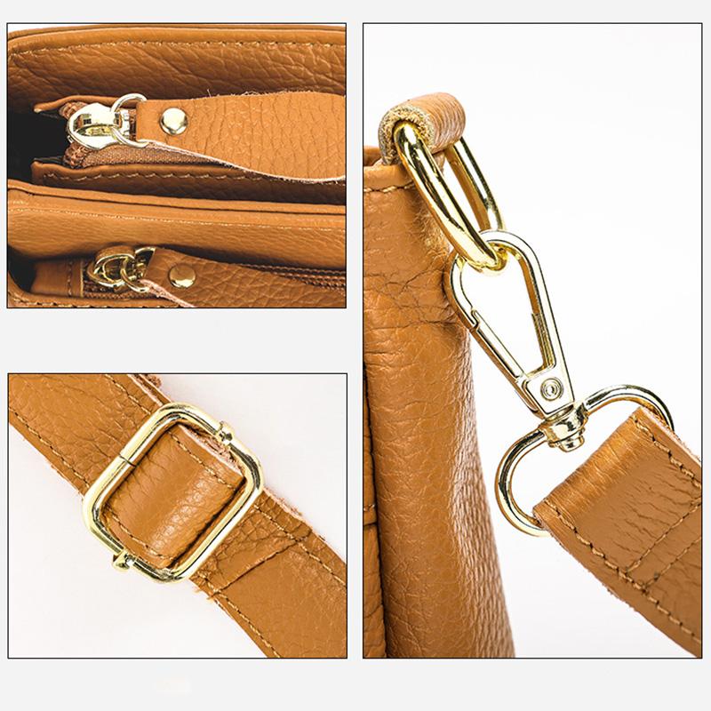 Hot Selling New Genuine Leather Handbag Retro Fashion Women's Shoulder Bag Trendy Designer Girl's Crossbody Bags Solid Color Simple Purse