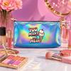 Cute Ice Cream Print Laser Cosmetic Makeup Bag, Holographic Shiny Toiletry Pouch for Travel,Organizer for Women and Girls Holiday Gift
