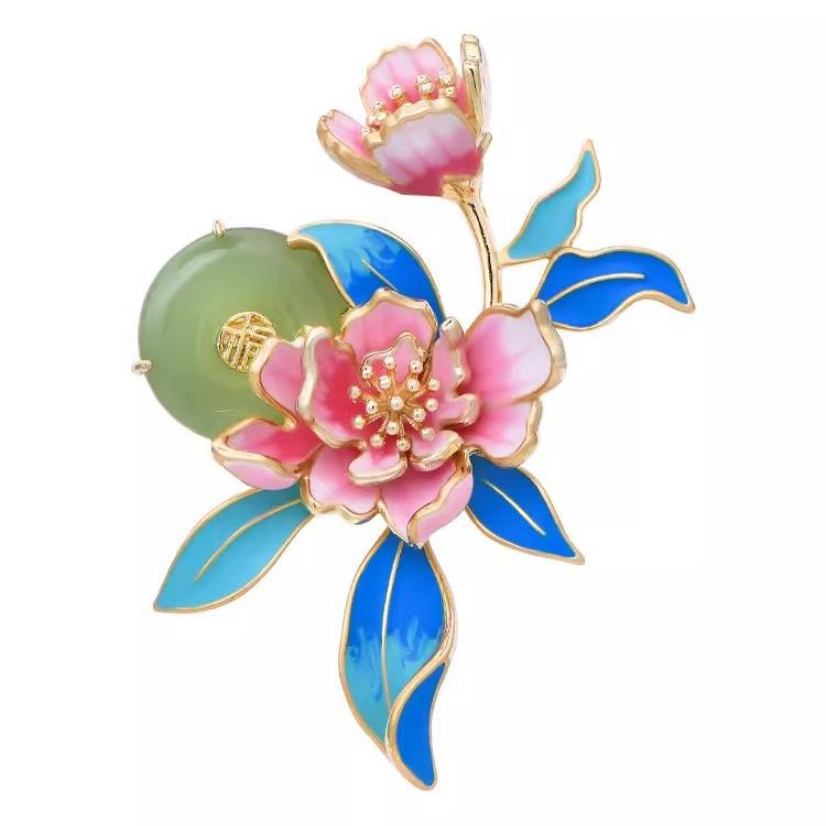 Chinese Style Enamel Color Peony Brooch High-End Female Personality Brooch Exquisite Cheongsam Hanfu Accessories Pin