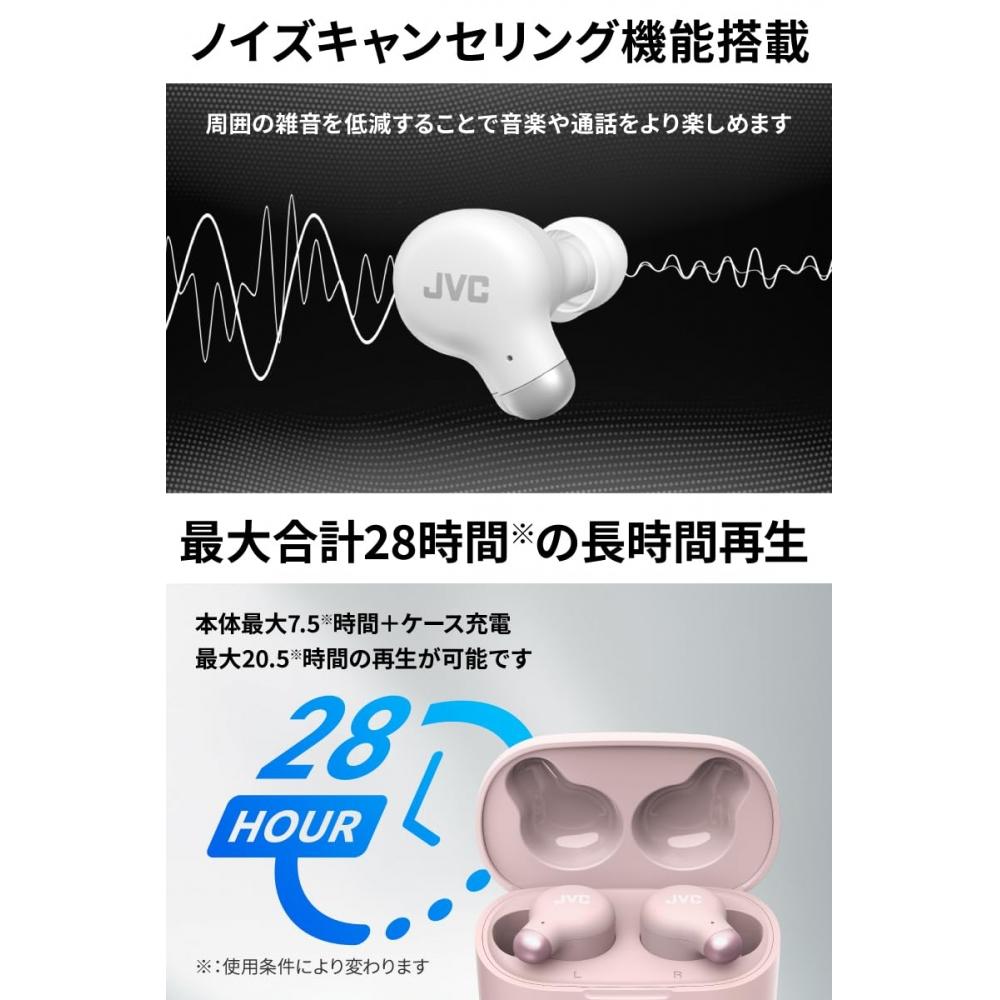 JVC Kenwood JVC HA-Z251T-P Беспроводные наушники Bluetooth Ver5.3 с шумоподавлением Функция внешнего захвата звука Включает микрофон До 28 часов воспроизведения