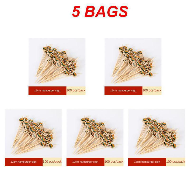 Украшение для гамбургера бамбуковая палочка одноразовая фруктовая палочка шпажки для закусок фуршетная вечеринка бамбуковые палочки для еды декор для сэндвичей