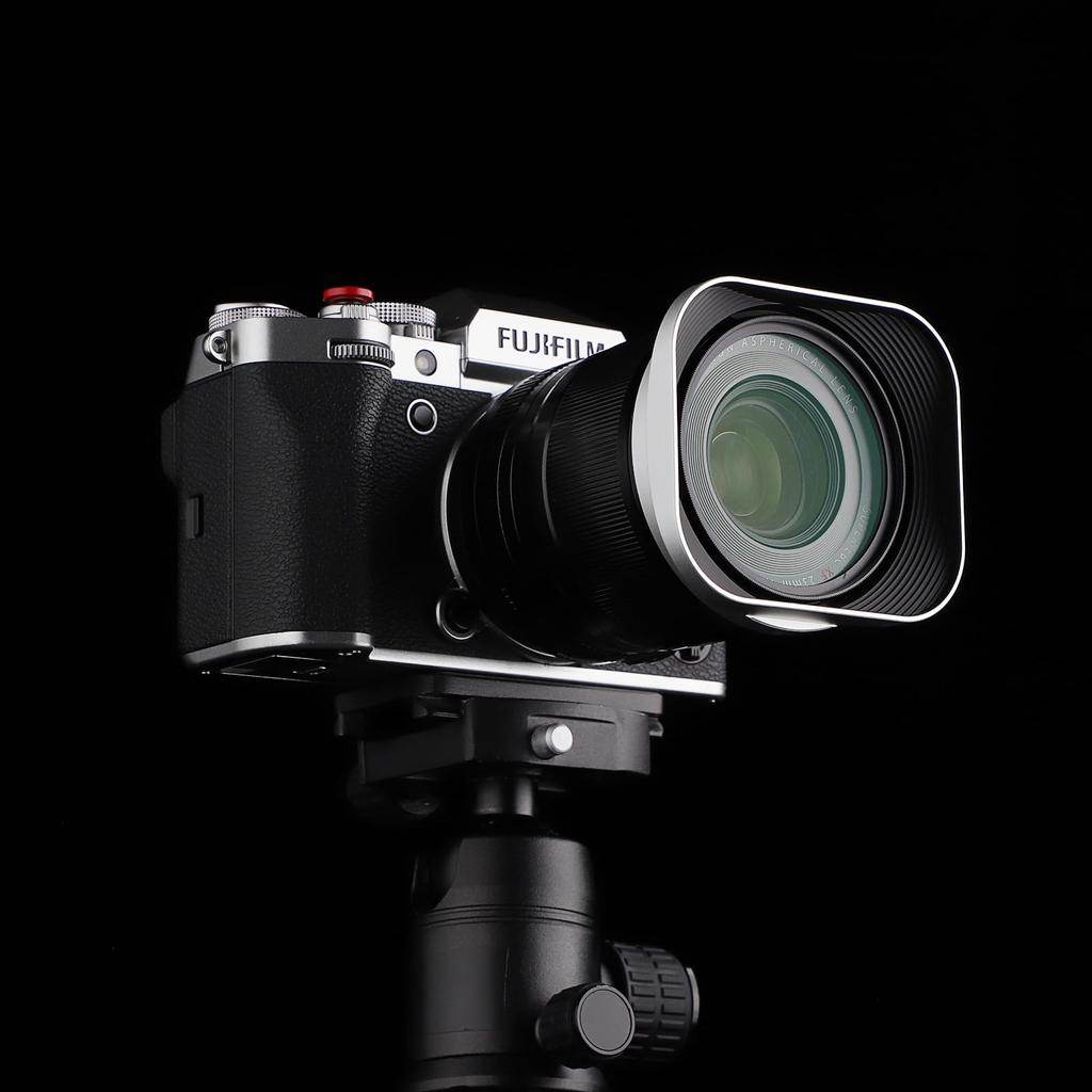 Haoge Silver Metal Square Lens Hood for Fujifilm XF33mm R WR Fujinon XF Fuji XF 23mm R LM WR Lens Hood Shade Bayonet Mount F1.4 Lens, 16-50mm, F/1.4
