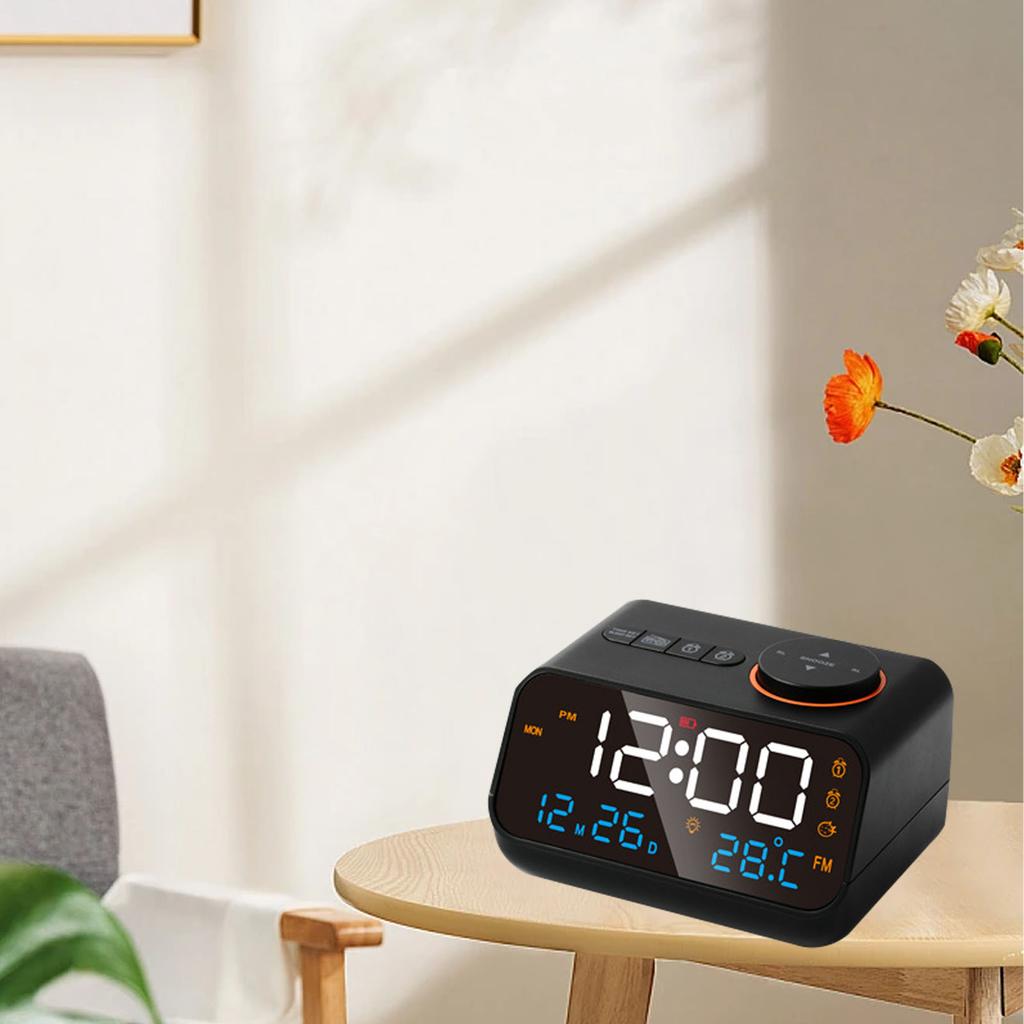 Многофункциональный радио-будильник со светодиодной подсветкой, музыкой, таймером, перезаряжаемый FM-радио-будильник для дома