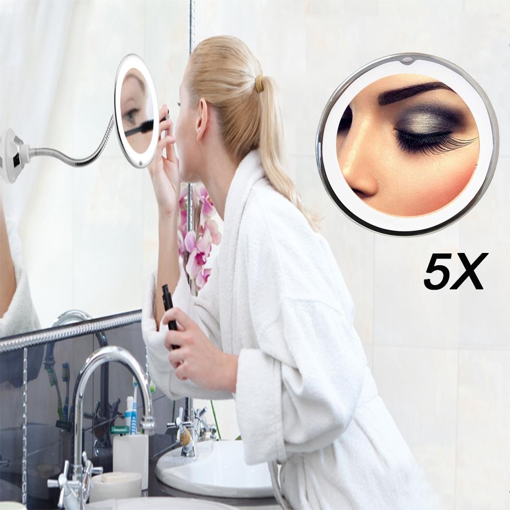 36V 5X/10X LED Mirror Makeup Mirror with LED Light Vanity Miroir LED Miroir Magnifying Mirror Magnifying with LED Light White + Silver