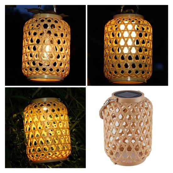 Солнечная тканая лампа Мягкое освещение IP65 Водонепроницаемый Автоматическое включение/выключение Перезаряжаемый Простота установки Бамбуковый подвесной солнечный светильник Садовый декор