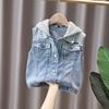 Boys' Spring/Fall Design Button-Front Denim Vest Medium-Large Child Size Outerwear Stylish Vest