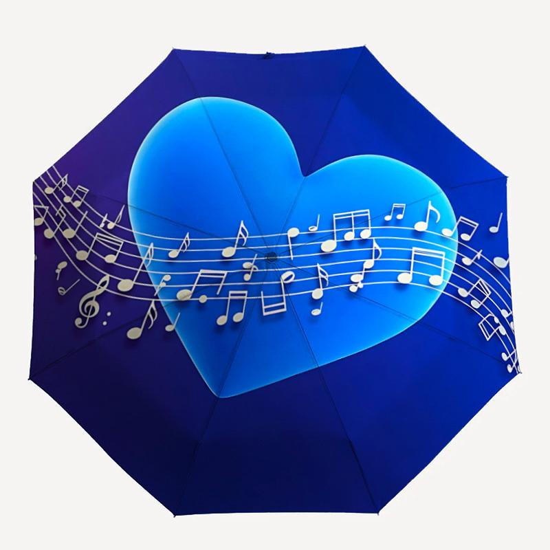 1pc Heart Music Notes Automatic Folding Umbrella - Portable Collapsible Design, 8-Rib Iron Frame, Durable Fabric yy251125058