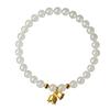 Natural Hetian Jade Bracelet for Women, Sheep Fat Jade with Golden Lily of the Valley Beads, Small Beads, Light Luxury, Niche and Exquisite