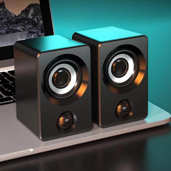 1 пара компьютерных динамиков с питанием от USB, разъем 3,5 мм, стереозвук, глубокие басы, портативный мини-проводной ноутбук, настольный ПК, звуковая коробка, сабвуфер