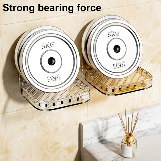 Wall-mounted Soap Box with Removable Drainage Tray Strong Load-bearing Self Adhesive Easy