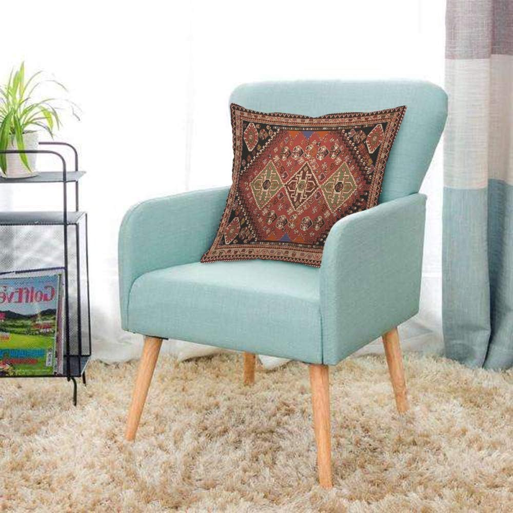 AOYEGO Persian Carpet Tribal Pattern Throw Pillow Cover Persian Embossing Ethnic Geometric Chaotic Diamond Grid Zigzag Pillow Case 18x18 Inch