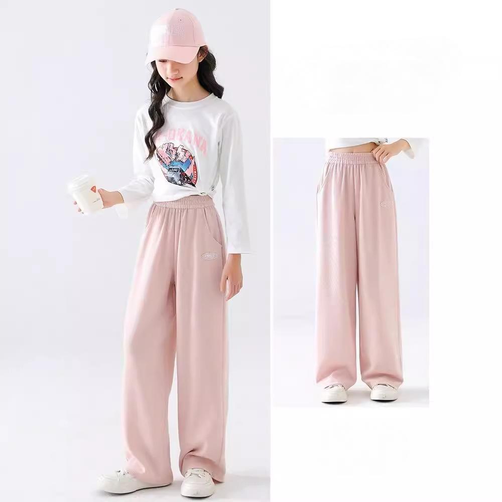 YUBAOBEI Брюки для девочек 2024 Весна Осень Широкие брюки Хлопок Повседневные спортивные брюки для детей Спортивные брюки