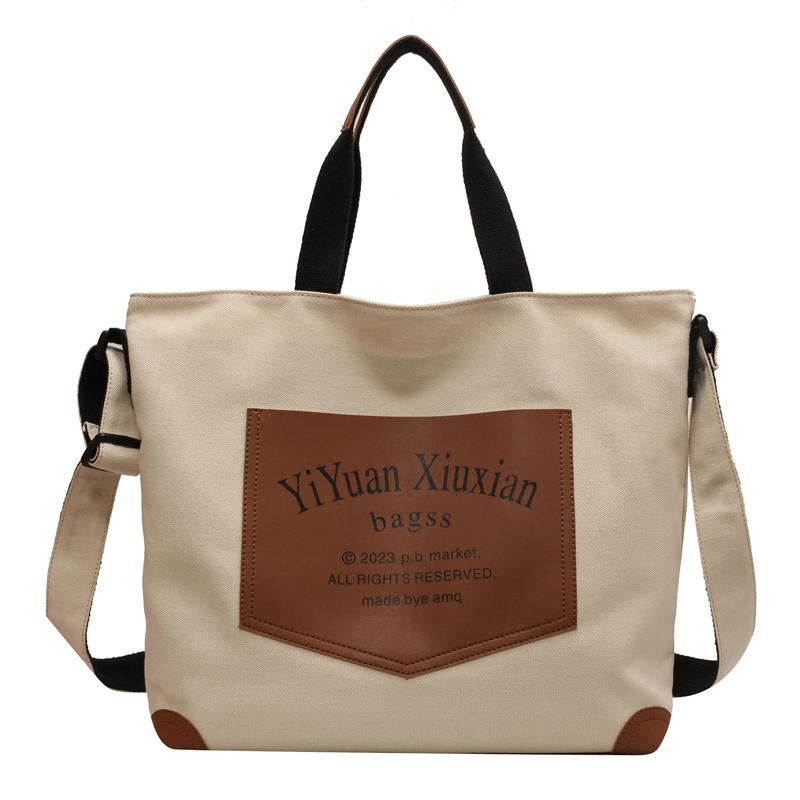 Модная сумка через плечо большой емкости с буквенным принтом, женская новая модная простая сумка, однотонная сумка-тоут