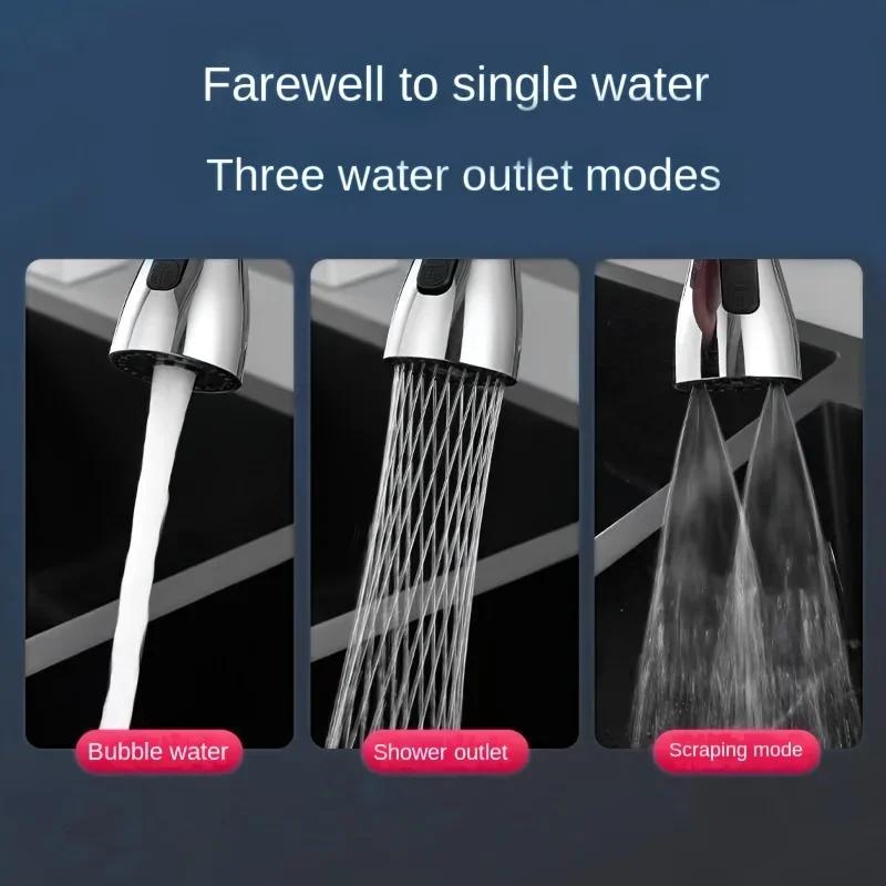Faucet Extender Metal Alloy 360 Rotation Sprayer Kitchen Taps Three Modes Head Water Saver Anti-Splash Tap Booster Shower Faucet