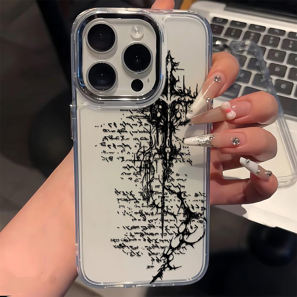 Чехол для телефона «Темная Руна» для iPhone 15 Pro Max 14 Plus 17 16 13 12 11 17Air 17E 16E Coque Funda Чехол для телефона Современная металлическая фоторамка