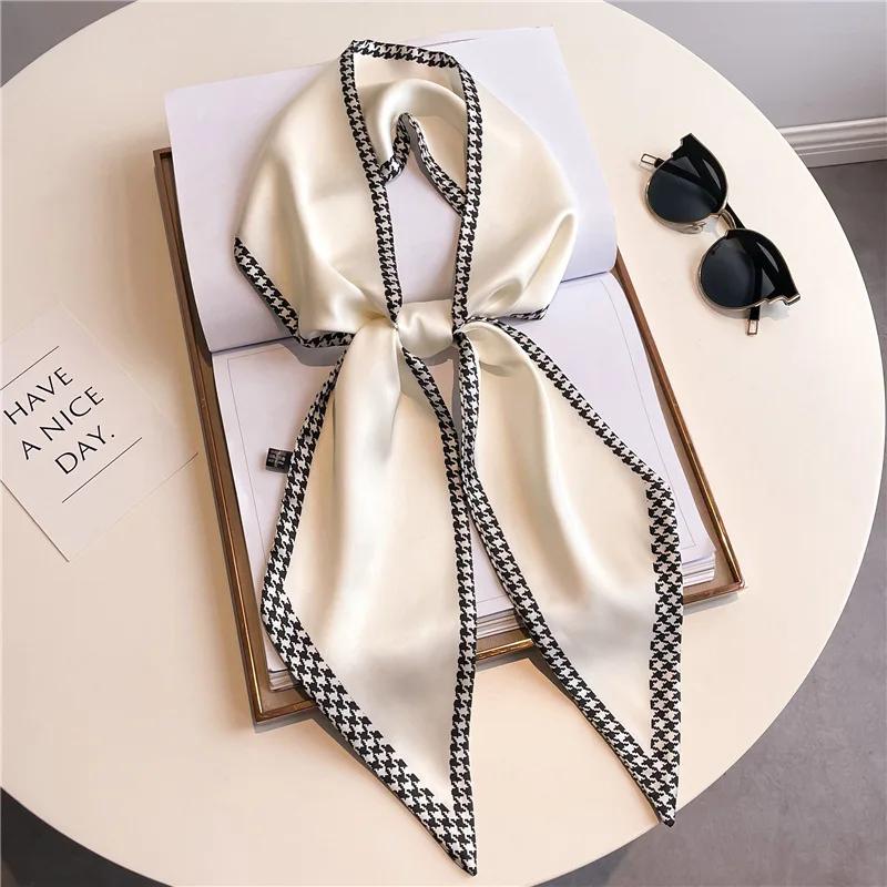Long Neckerchief Skinny Hair Bands Women Silk Scarfs Fashion Headbands Bag Scarves Print Hairband Neck Scarf For Ladies 14x147cm