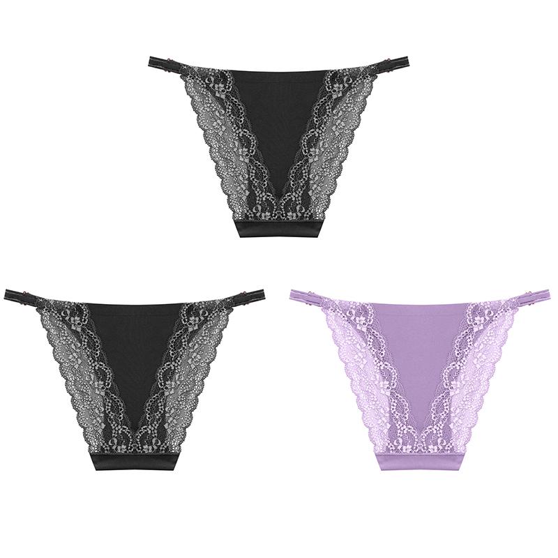 3PCS Sexy High Cut Breathable Panties V Waist Women Briefs Seamless Adjustable Strap Bikini Underwear for Women