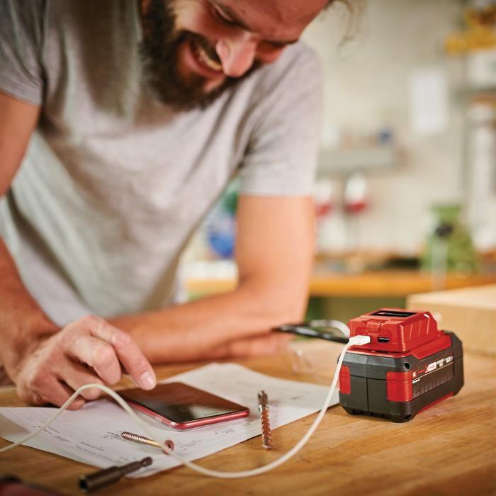 Einhell bloc d'alimentation usb sans fil te-cp 18 li usb - pxc (18v, 2 ports usb) livré sans batterie ni chargeur