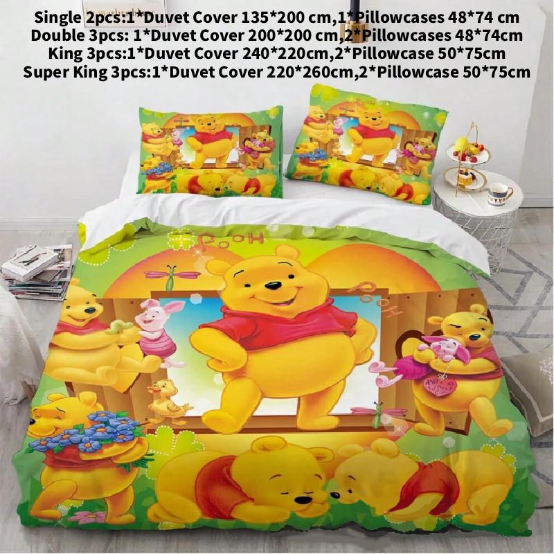 Pooh Bear Children Bedding Set With Active Dyeing For Toddler Bed Decor