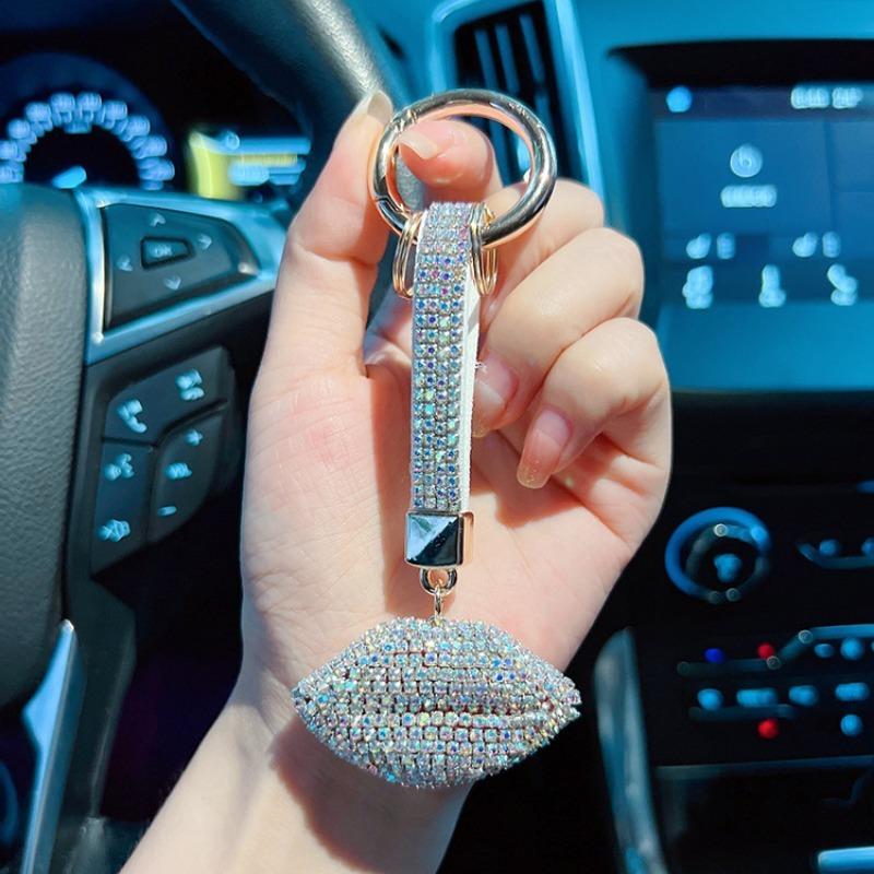 Полностью Алмазный Брелок для Ключей с Губами Персонализированный Ручной Работы Красный Брелок-Губа Изысканный Модный Подвеска для Сумки для Женщин