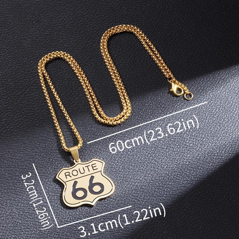 Модный Кулон Route 66 Mother Road Ожерелье из Нержавеющей Стали Мужское Женское Винтажное Гонки на Мотоциклах Вечеринка Украшения