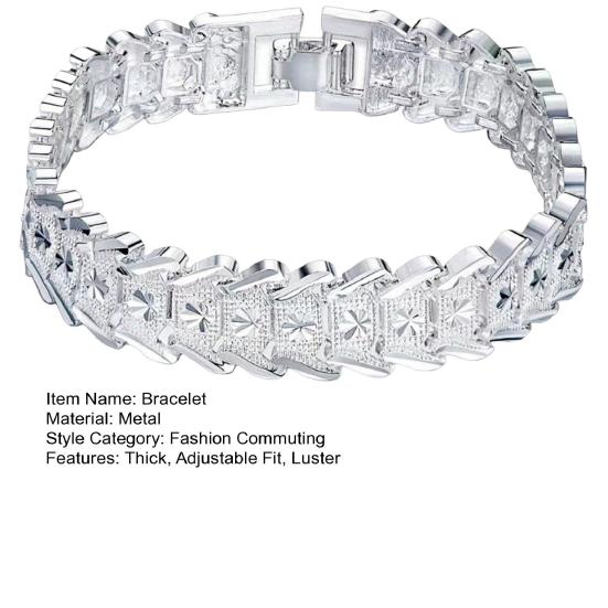 Женская цепочка для ювелирных изделий на руку, широкий регулируемый браслет серебристого цвета, толстый браслет