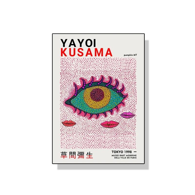 Yayoi Kusama Art Exhibition Pumpkin Flower Wall Art Poster Prints Abstract Canvas Painting Picture for Modern Room Home Decor