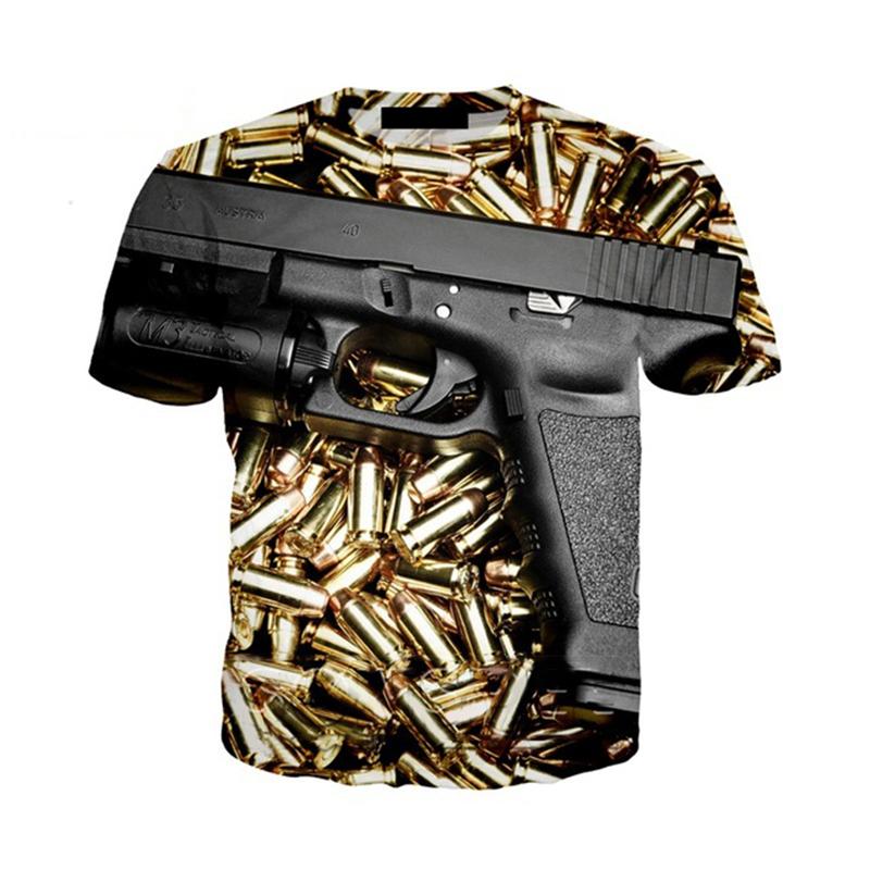 Футболка для мужчин, футболки с 3d пистолетом, забавные уличные футболки с принтом Beretta Gun, модные повседневные топы с короткими рукавами в стиле панк, футболки с пистолетом