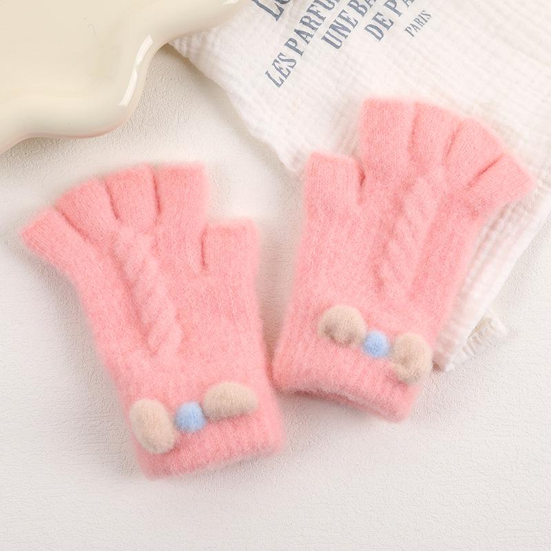 Детские плюшевые митенки с бантиком в корейском стиле - Теплые и милые для осени/зимы