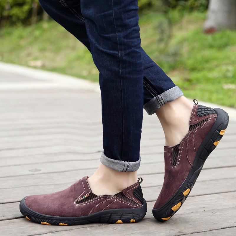 Plus Size 39-48 Men Genuine Leather Casual Shoes Comfortable Soft Sole Anti Slip Daily Walking Driving Office Loafers for Daily Wear Business
