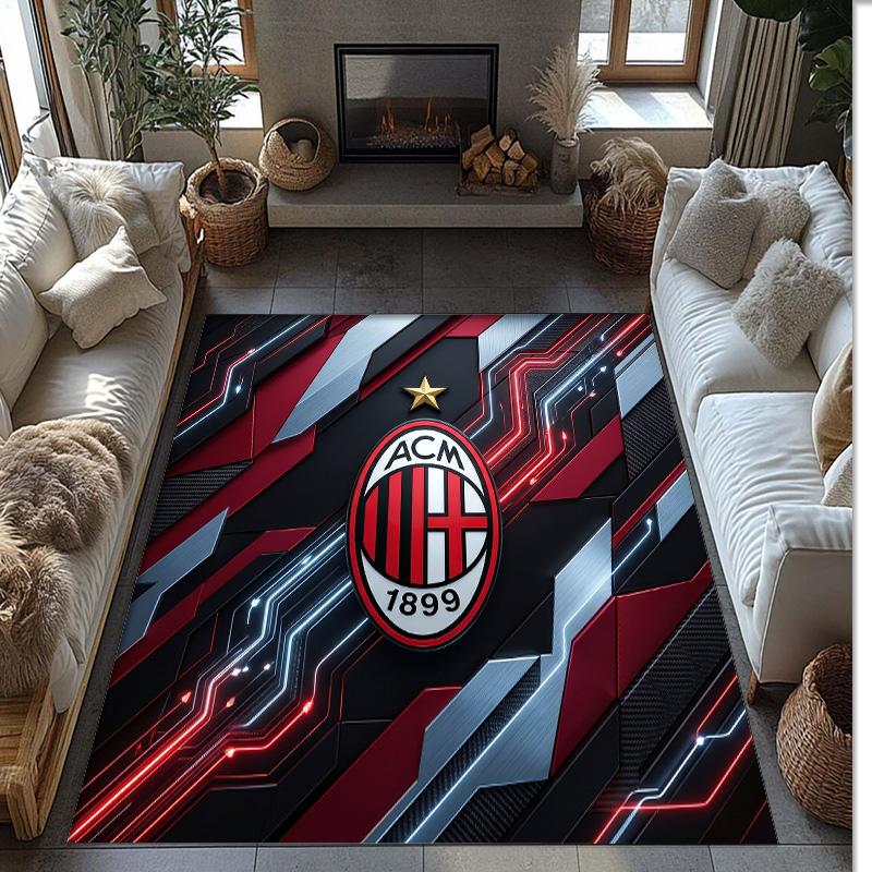 Фланелевый ковер с принтом AC Milan, нескользящий, мягкий, из полиэстера, для пола, декоративный коврик для спальни, гостиной, дивана, игровой комнаты, домашний декор