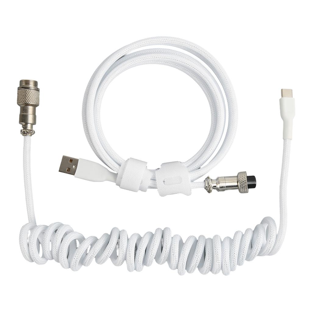 Gaming Keyboard Cable Nylon Type C To USB Double Sleeved Mechanical Keyboard Cable 9.8ft White