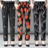 Summer Middle-aged and Elderly Women's Cropped Pants High Waist Elastic Oversized Pants Middle-aged Women's Floral Pants