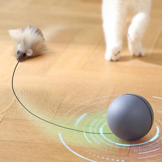Автоматическая игрушка для кошек с катящимся мячом, интерактивная умная движущаяся игрушка с активируемым движением хвоста, электрическая игрушка для обогащения домашних животных для собак и кошек