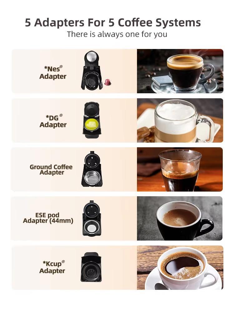 Мультикапсульная кофемашина, Горячая/Холодная Dolce Gusto Капсулы Nespresso Капсулы ESE Молотый кофе Кафетерий 20 Бар 5 в 1,H2B