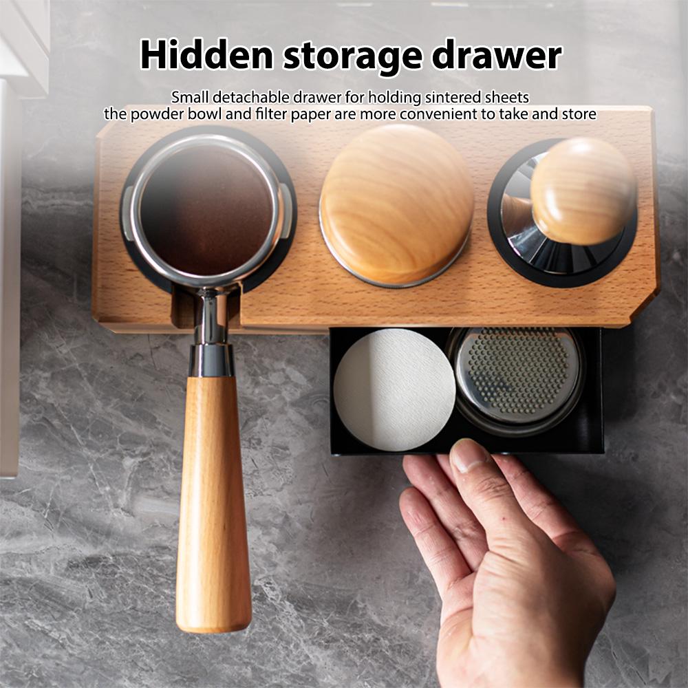 Деревянная станция для темперирования эспрессо, держатель для темперирования эспрессо, 3 отверстия, для 51-58 мм, универсальная