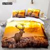 Пододеяльник с изображением оленя 3D Sunset Elk Комплект постельного белья для детей и девочек Мягкий пододеяльник из микрофибры с застежкой-молнией