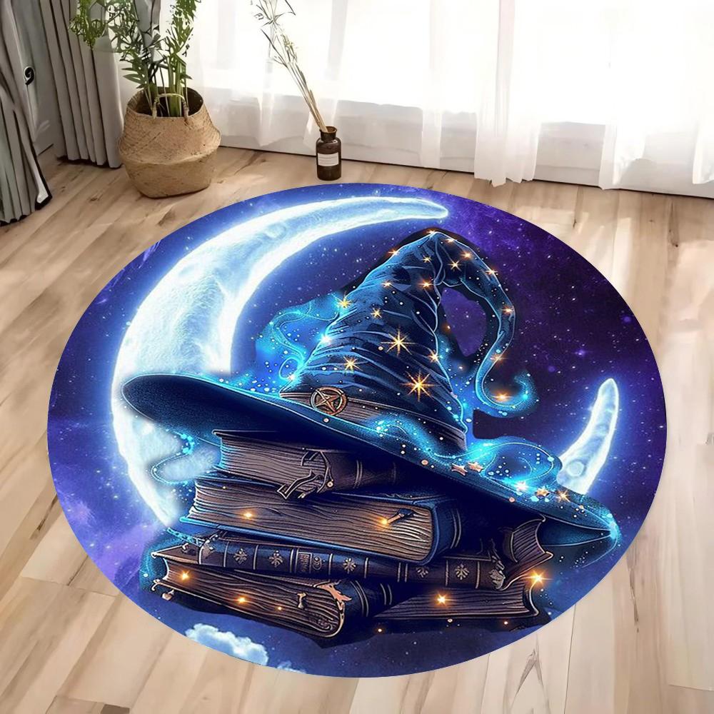 Волшебная шляпа и старинная древняя книга круглый ковер спальня гостиная противоскользящий коврик для пола украшение дома студия йоги